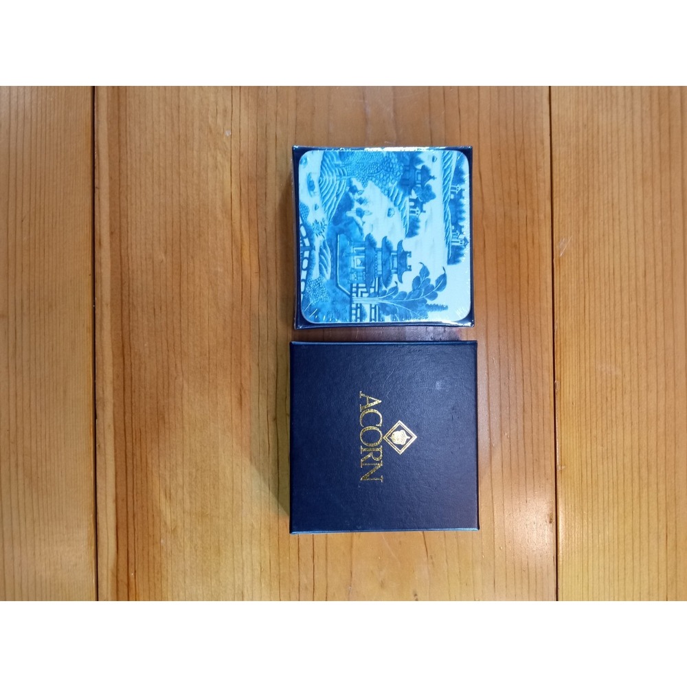Boxed Set‎ of 6 Vtg Oriental Cork Backed Coasters By Acorn 3.5" x 4.5"👍👍👍👍👍